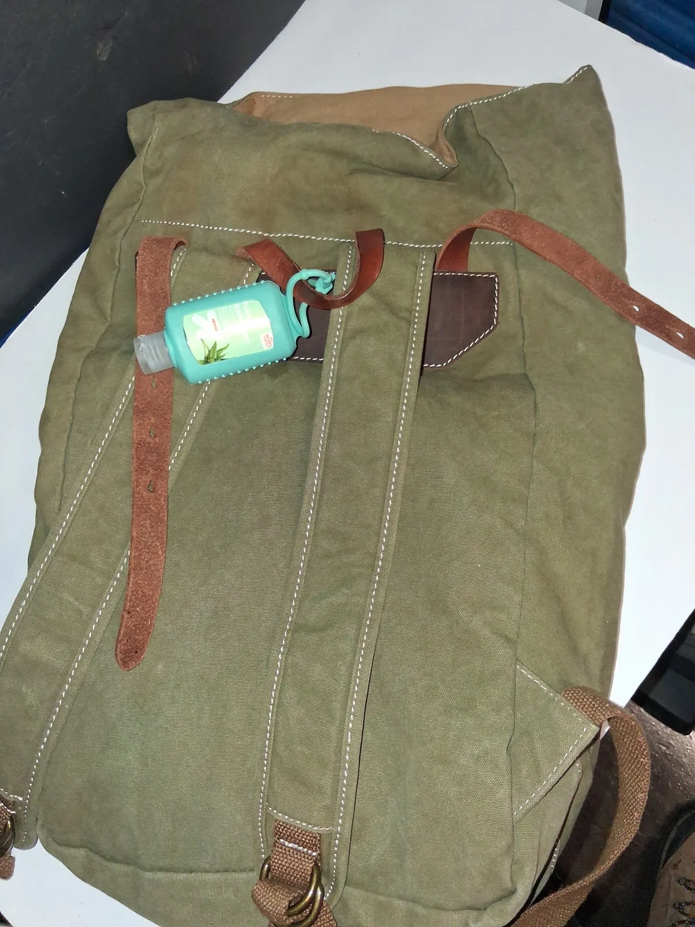 Gootium Military Style Canvas & Leather Travel Backpack Rucksack WWII Army Green